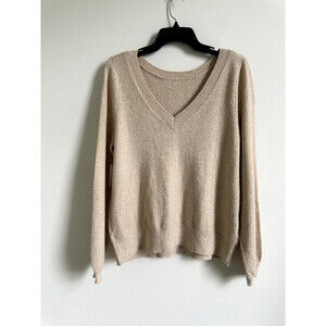 14th & Union Women's Round/V-Neck Wear Two Ways Cozy Sweater In Ivory Size XS